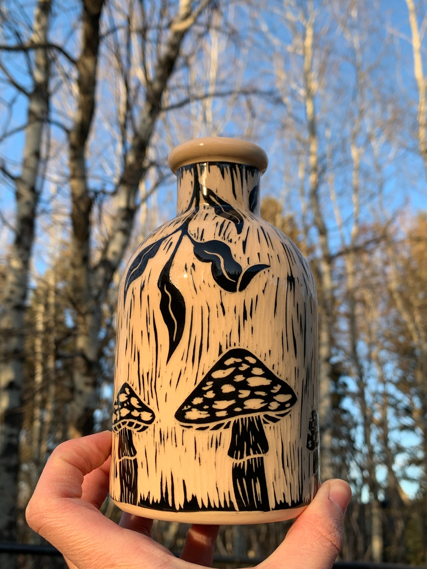009 Orange Mushroom Bottle Vase