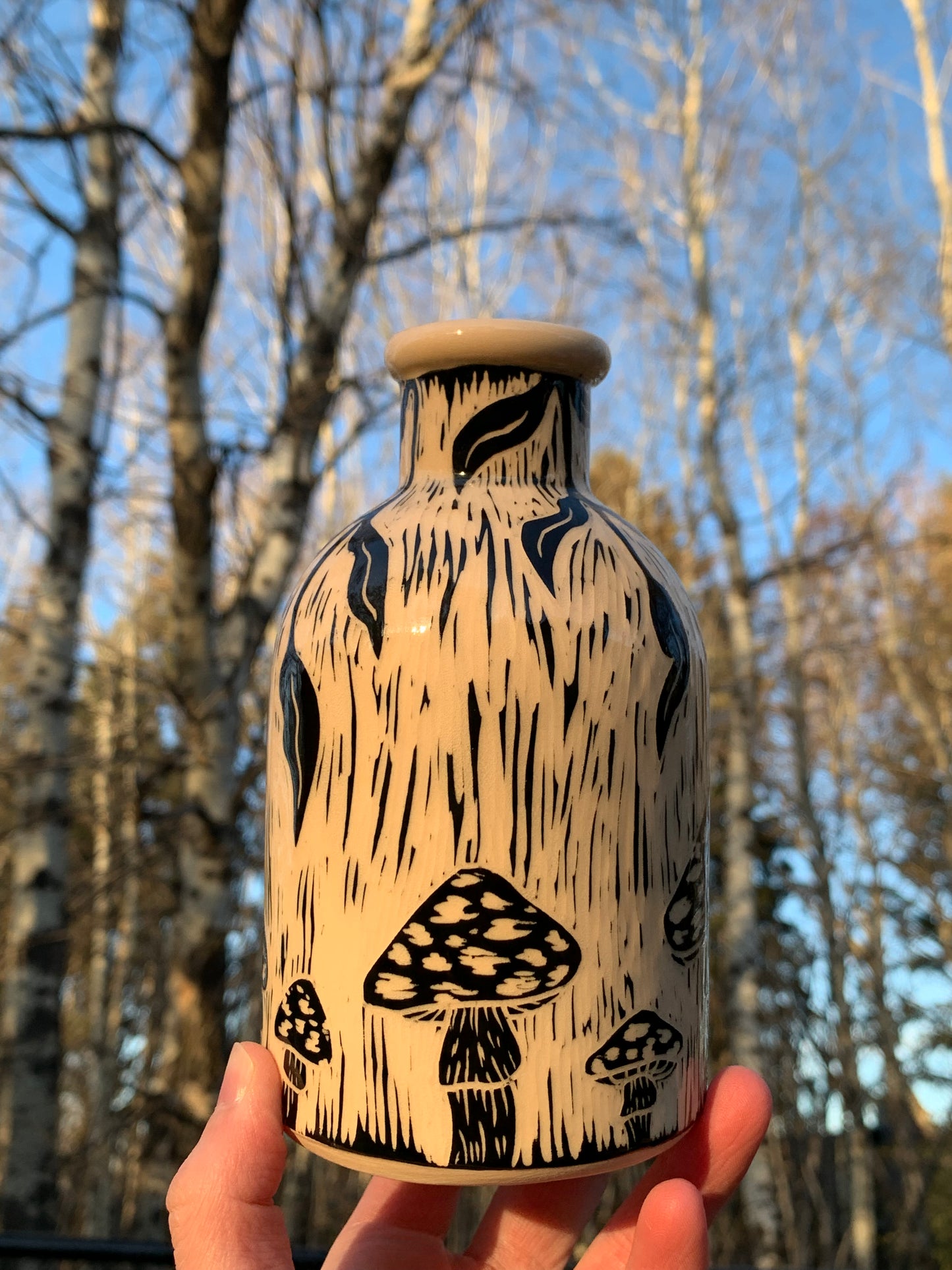 009 Orange Mushroom Bottle Vase