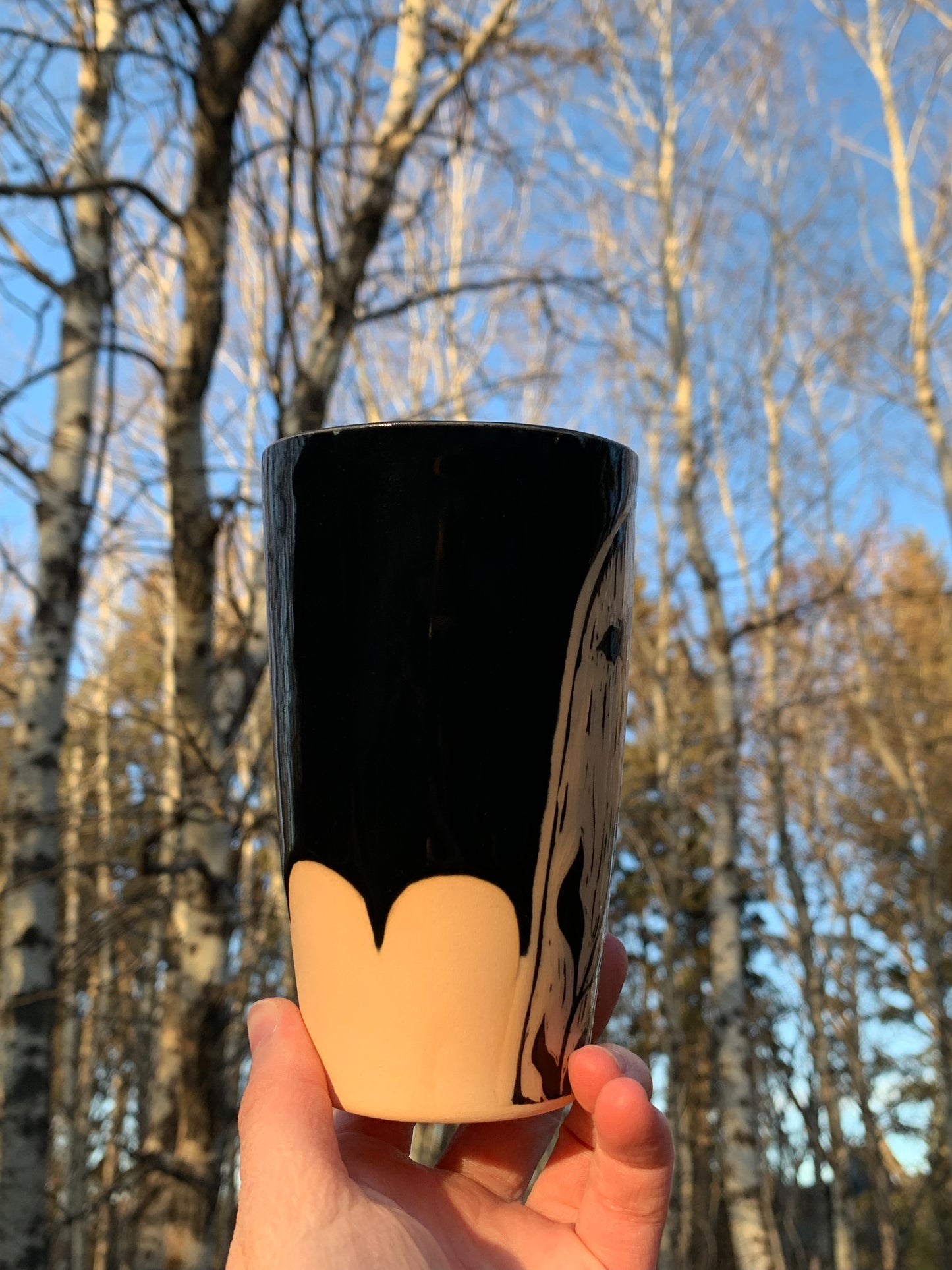 006 Orange Skeletal Kitty Tumbler