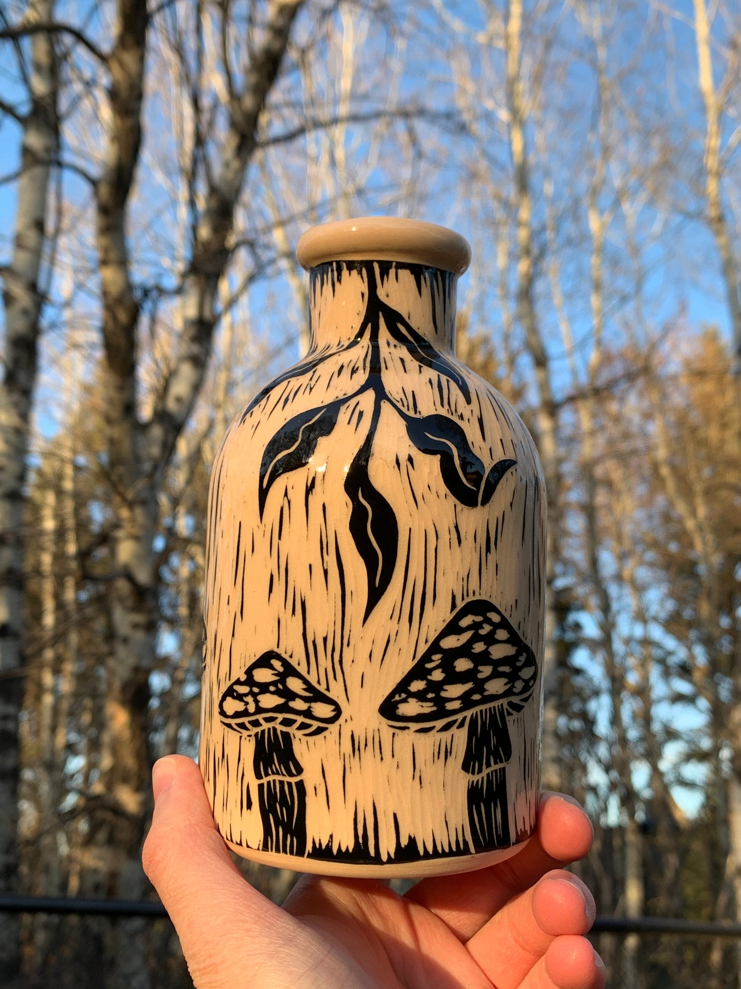 009 Orange Mushroom Bottle Vase