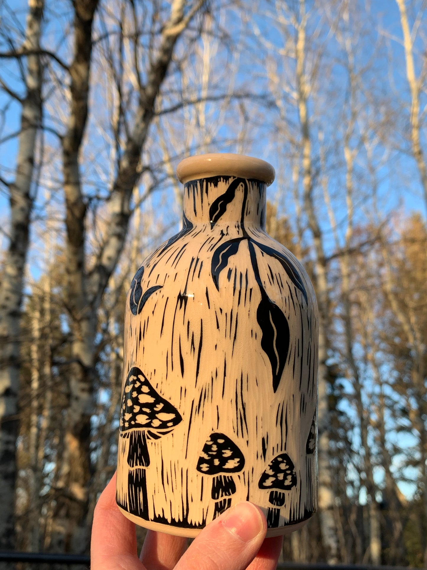 009 Orange Mushroom Bottle Vase