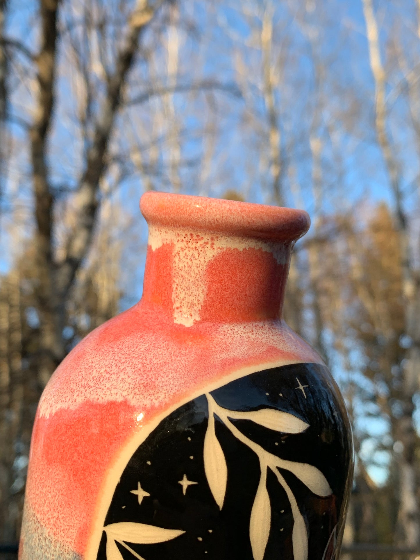 008 Skeletal Bat Bottle Vase