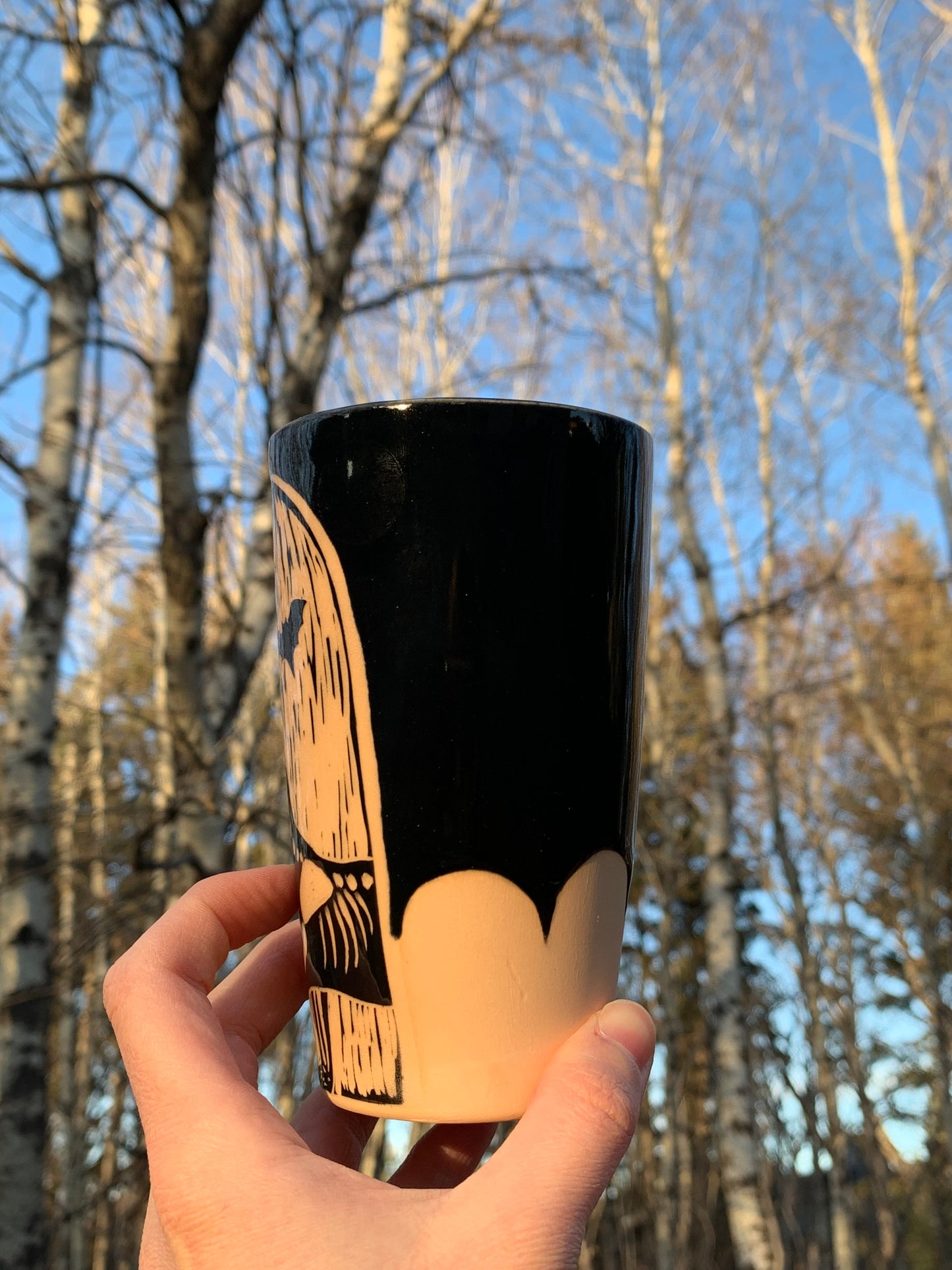 006 Orange Skeletal Kitty Tumbler